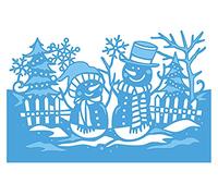 Gemini Create a Card Christmas Scene Edge'ables-Joyful Snowmen, Silver, One Size