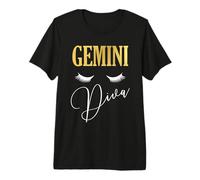 Gemini Diva Zodiac Birthday Queen Graphic Premium T-Shirt