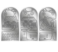 Gemini Elements Christmas Triptych Metal Dies-Quaint Village, Silver, One Size