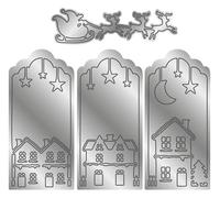 Gemini Elements Christmas Triptych Metal Dies - Santa Over Rooftops One Size, Silver,GEM-MD-ELE-SANRO