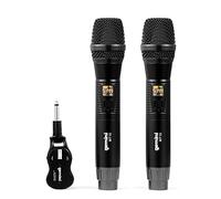 Gemini Sound GMU-M200 Pro Plug & Play Wireless Rechargeable UHF Handheld Microphone with Cordless Self Powered 1/4 Inch Jack Receiver for Mixer or PA Speaker - Karaoke and Live Performance - Set of 2