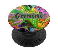 Gemini Groovy Retro Zodiac Sign Graphic Design PopSockets Adhesive PopGrip