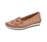 Gemini House ballerinas, women's smooth leather slip-on, beige, 8 UK