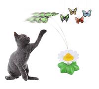 Gemini_mall® 1 x Funny Cat Electric Rotating Butterfly Teaser Toys with Steel Wire Kitten Cat Electric Swivel Interactive Play Toys (Color random, without Batteries)