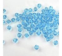Gemini_mall® 100 Faceted Bicone Crystal Glass Beads 4mm for Jewelry Making (Light Blue)
