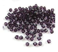 Gemini_mall® 100 Faceted Bicone Crystal Glass Beads 4mm for Jewelry Making (Violet)