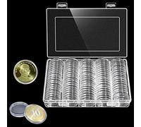 Gemini_mall® 100PCS 30MM Round Coin Case Storage Box Plastic Coin Collection Holder Acrylic Coin Display Case Organizer Container for Collectors (Clear)