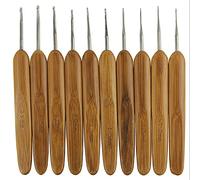 Gemini_mall® 10pcs Bamboo Handle Aluminum Crochet Hooks Knitting Needles Set, 0.5-2.75mm (10pcs)