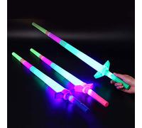 Gemini_mall 1PC Extendable LED Glow Sword Kids Toy Flashing Glow Stick Concert Props Christmas Light Up Toy for Kids Party Favour Party Bag Filler Gifts Xmas Stocking Fillers Random Color