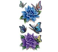 Gemini_mall® 2 Sheet 3D Butterfly Flower Temporary Tattoos Fashion Body Art DIY Fake Tattoo Stickers Transfers