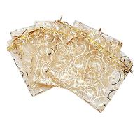 Gemini_mall® 25 Pieces Organza Gift Bags Wedding Party Favour Bags Jewelry Pouches Wrap, 4.7 x 3.6 Inch (Gold)