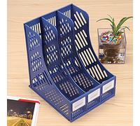 Gemini_mall 3 Sections Magazine File Holder Rack Home Office Document Storage Desk Organizer Tidy, Blue