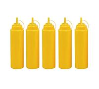 Gemini_mall® 5 Pack Plastic Squeeze Bottles with Caps,8 Oz,Best Dispensers for Home & Restaurant Ketchup, Mustard, Mayo, Dressings, Olive Oil, BBQ Sauce- BPA Free (8 Oz, Yellow)