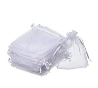 Gemini_mall® 50 Pieces White Organza Gift Bags Wedding Party Favour Bags Jewelry Pouches Wrap, 5.12 x 7.09 Inch (White - 13cm x 18cm)