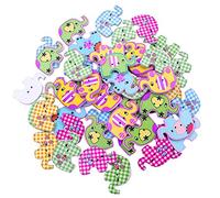 Gemini_Mall® 50 x Assorted Cute Elephant Wooden Buttons 2 Holes for Sewing Scrapbooking Craft