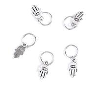 Gemini_mall® 5pcs Lady Girls Cute Shiny Silver Star Hair Rings Braids Plaits Hair Clips Metal Cuffs Hair Decoration Braiding Hair Jewelry (Silver Hamsa Hand)