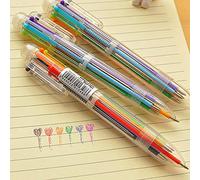 Gemini_mall 6-in-1 Retractable Roller Ball Multicolor Pens, 6-Color Ballpoint Pen for Office School Supplies Students Children Kids Xmas Gift Random Color