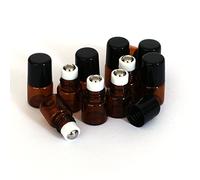 Gemini_mall 6pcs 1ml Empty Refillable Amber Brown Metal Roller ball Roll on Glass Bottles for Fragrance Aromatherapy Essential Oil Perfume Cosmetics Lotion Treatment Home and Travel Outdoor Suitable