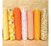 Gemini_mall® 7pcs 25cm*25cm Cotton Craft Fabric Bundle Squares Patchwork Lint DIY Sewing Scrapbooking Quilting Floral Dot Pattern Artcraft (Yellow)