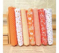 Gemini_mall® 7pcs 25cm*25cm Cotton Craft Fabric Bundle Squares Patchwork Lint DIY Sewing Scrapbooking Quilting Floral Dot Pattern Artcraft (Orange)