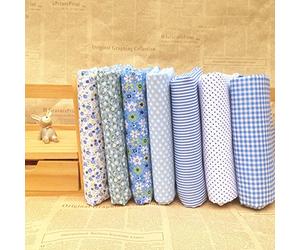 Gemini_mall® 7pcs 25cm*25cm Cotton Craft Fabric Bundle Squares Patchwork Lint DIY Sewing Scrapbooking Quilting Floral Dot Pattern Artcraft (Light Blue)