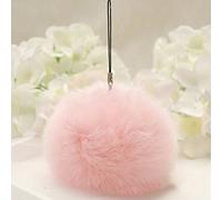 Gemini_mall® 8cm Faux Fur Pom Pom Ball DIY Cellphone Car Handbag Charm Keychain Key Ring Pendant Decor (8cm, Pink)