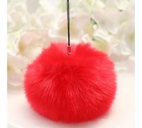 Gemini_mall® 8cm Faux Fur Pom Pom Ball DIY Cellphone Car Handbag Charm Keychain Key Ring Pendant Decor (8cm, Red)