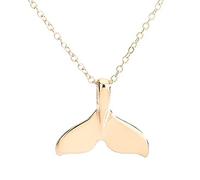 Gemini_mall 925 Silver Plated Whale Tail Charm Fish Tail Pendant Necklace for Women Jewelry Gift (Whale Tail - Gold)
