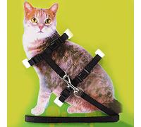 Gemini_mall Adjustable Nylon Cat Harness Lead/Leash/Collar Training Safety Rope (Black)