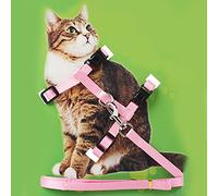 Gemini_mall Adjustable Nylon Cat Harness Lead/Leash/Collar Training Safety Rope (Pink)