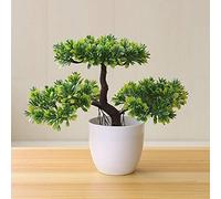 Gemini_mall Artificial Bonsai Cedar, Welcoming Pine Emulate Bonsai Simulation Decorative Artificial Flowers Fake Green Pot Plants Ornaments Home Decor Table Centerpieces 1#