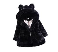 Gemini_mall® Baby Girls Kids Hooded Rabbit Ears Coat Faux Fur Warm Jackets Outwear Winter Clothes for 1-5 Years Old (Black, 18-24 Months)