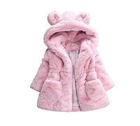 Gemini_mall® Baby Girls Kids Hooded Rabbit Ears Coat Faux Fur Warm Jackets Outwear Winter Clothes for 1-5 Years Old (Pink, 24-36 Months)