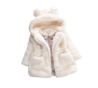 Gemini_mall® Baby Girls Kids Hooded Rabbit Ears Coat Faux Fur Warm Jackets Outwear Winter Clothes for 1-5 Years Old (Beige, 3-4 Years)