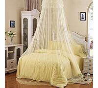 Gemini_mall® Beige Lace Bed Canopy Mosquito Net Dome Fly Insect Net Protection