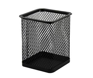 Gemini_mall® Black Wire Mesh Pen Pencil Holder Pot Desk Tidy Organizer Container (Black Rectangle)