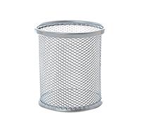 Gemini_mall® Black Wire Mesh Pen Pencil Holder Pot Desk Tidy Organizer Container (Silver Round)