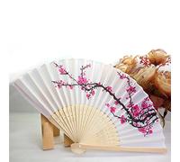 Gemini_mall® Cherry Blossom Hand Held Fans Folding Fan Bamboo Fabric Hand Fan (Cherry Blossom)