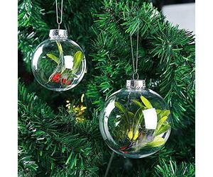 Gemini_mall Clear Transparent Ball Christmas Tree Ornaments DIY Fillable Ball Baubles for Christmas Tree Decoration New Years Wedding Home Decor 10cm