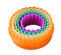 Gemini_mall® Colourful Plastic Plain and Fluted Round Pastry/Cookie Cutters, Multi-Colour, Set of 5