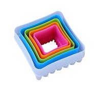 Gemini_mall® Colourful Plastic Plain and Fluted Square Pastry/Cookie Cutters, Multi-Colour, Set of 5