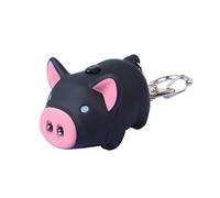 Gemini_mall® Cute Pig Keyring Keychain LED Light Touch with Sound Car Bag Pendant Charm Decoration Gift (Black)