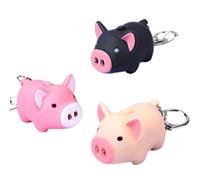 Gemini_mall® Cute Pig Keyring Keychain LED Light Touch with Sound Car Bag Pendant Charm Decoration Gift, 3pcs