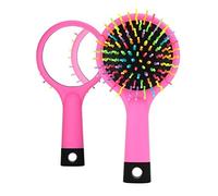 Gemini_mall® Detangling Hair Brush Rainbow Volume Anti-static Magic Hair Curl Straight Massage Comb Brush with Mirror (Pink)