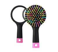 Gemini_mall® Detangling Hair Brush Rainbow Volume Anti-static Magic Hair Curl Straight Massage Comb Brush with Mirror (Black)