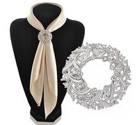 Gemini_Mall Elegant Silver Tone Clear Rhinestone Silk Scarf Buckle Clip Scarf Ring for Women
