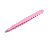 Gemini_mall® Eyebrow Tweezers - Slant Tip - Stainless Steel (Pink)