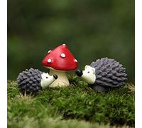 Gemini_mall® Fairy Garden Ornaments, 3pcs Miniature Hedgehog Mushroom Fairy Garden Ornament DIY Dollhouse Plant Pot Figurine Garden Decor Home Decoration