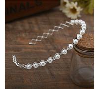 Gemini_mall® Fashion Crystal Rhinestone Pearl Headband Hair Band Wedding Head Piece (Silver)