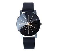 Gemini_mall® Fashion Women Lady Quartz Dial Clock Leather Wrist Watch (Women, Black)